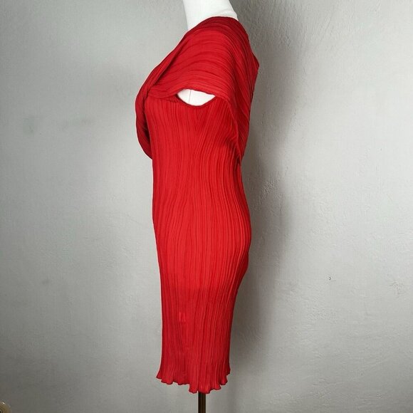 Nomia Twist Front Pleated Knee Length Chili Red One‎ Shoulder Dress Size 6 NEW - Picture 5 of 13